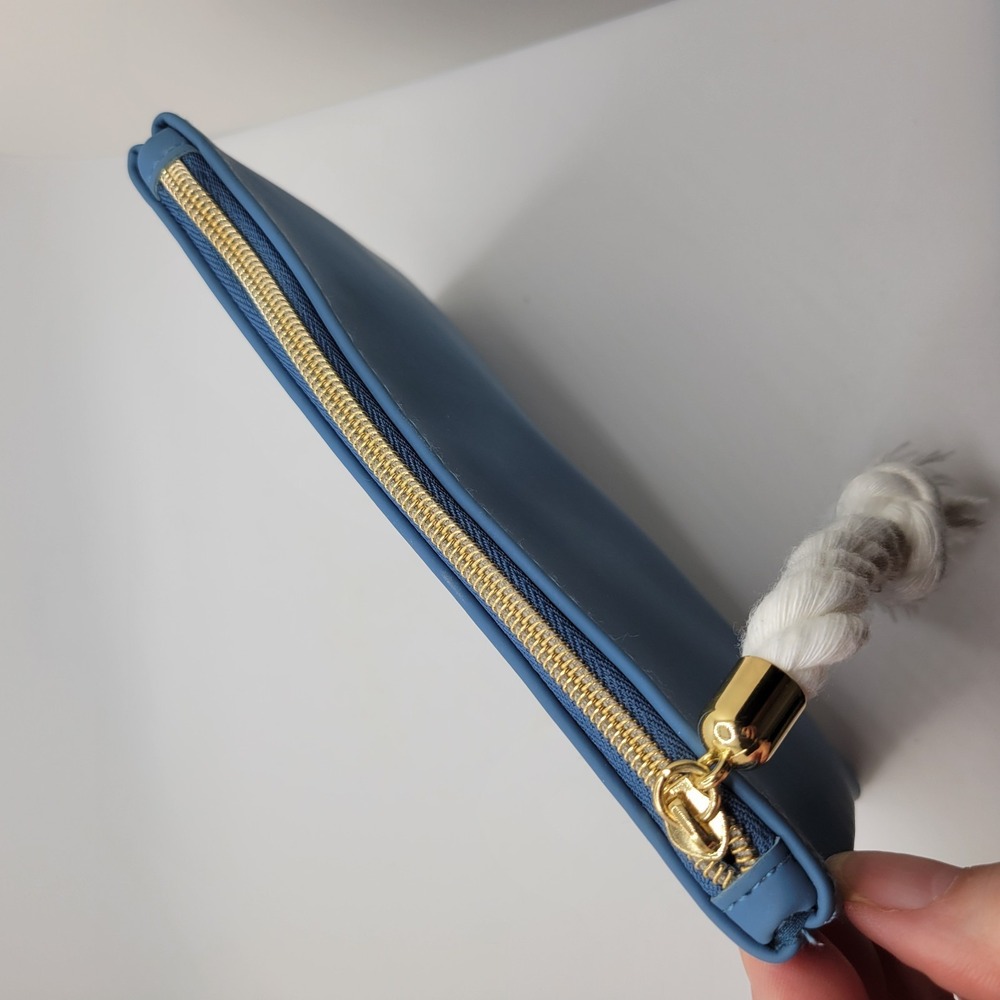 Dolce & Gabbana Light Blue Cosmetic Pouch Blue Zipper Makeup Bag Rope Pull - Picture 4 of 9
